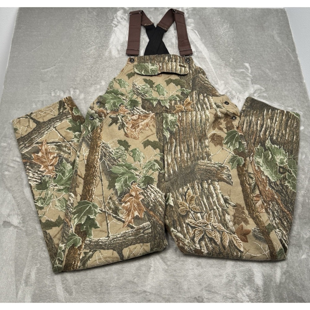 Vintage Woolrich Bibs Mens XL 100% Wool Tree Camo Overalls Hunting Gorpcore 90s